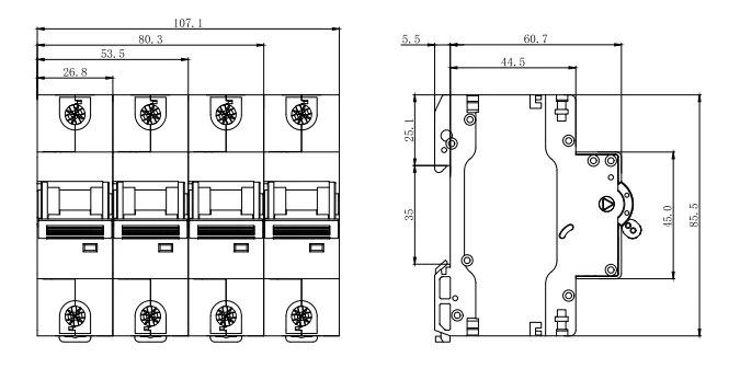 Interruptor magnetotérmico de alta corriente ETEK de 10 kA EKM3-125H