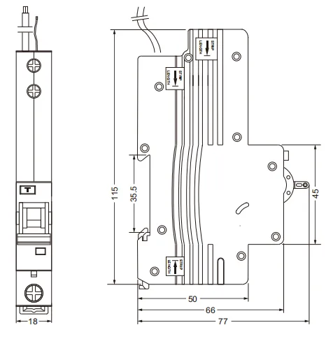 Tamaño del interruptor diferencial Etek EKL2-40