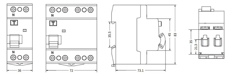 Tamaño del interruptor diferencial ETEK EKL6-100