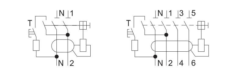 Diagrama de circuito del interruptor diferencial ETEK EKL6-100(H)