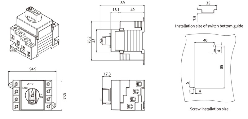 Aislador de CC para gabinete ekd6 db32 10