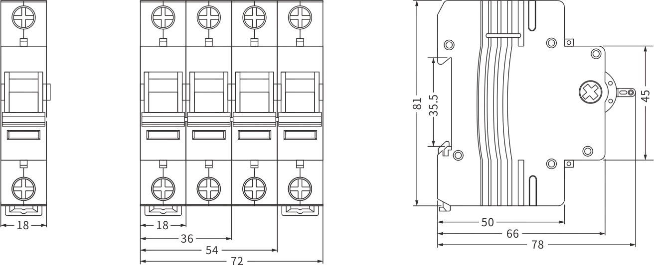 Interruptor aislador ETEK tamaño EKD1-125