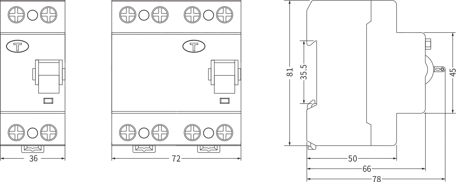 Tamaño RCCB-EKL1-63