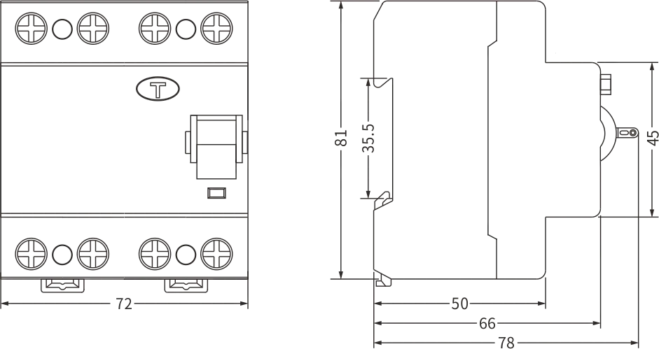 Interruptor diferencial tipo B ETEK tamaño EKL1-63B