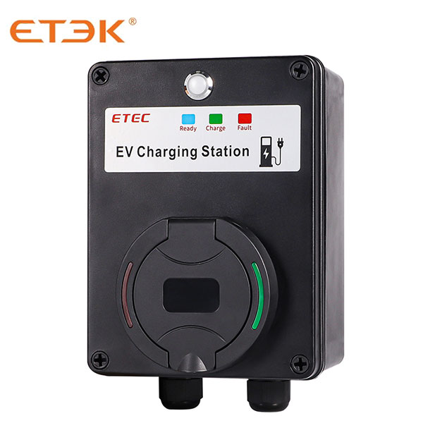 EV Electric Car Charger Station (16A 32A 3.7KW 7.3KW 11KW 22KW) Basic EV Charging Wallbox with IEC 62196-2 Type 2 Outlet and RCMU